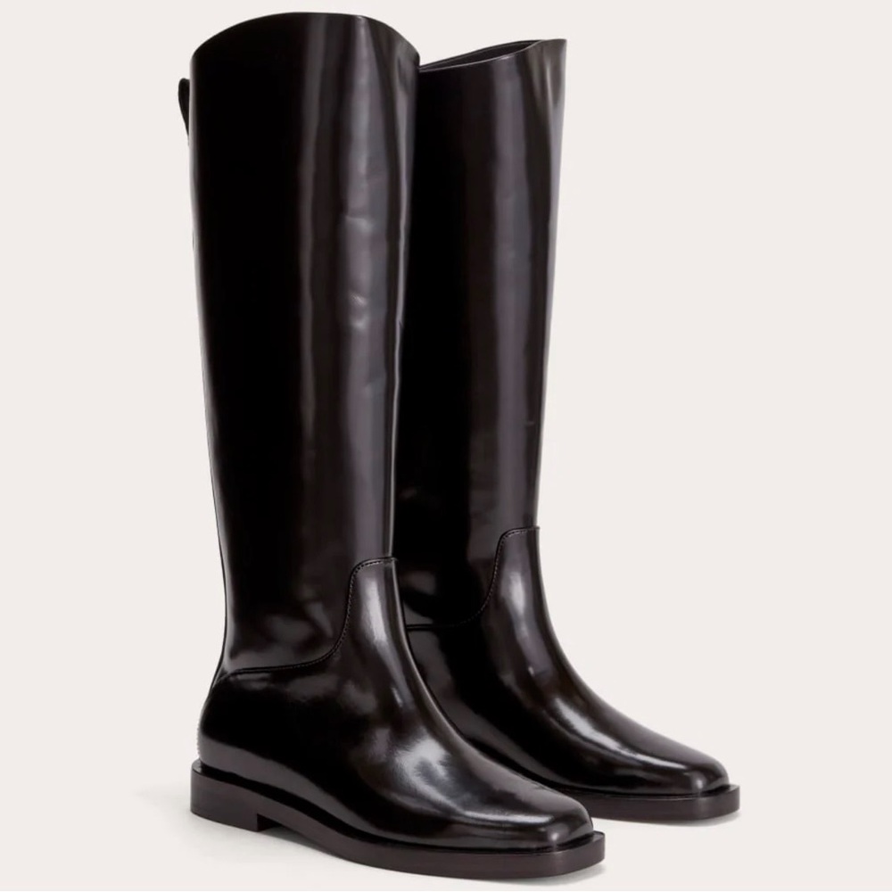 NEW‎ Everlane Black Leather Riding Tall Boot in Size 6